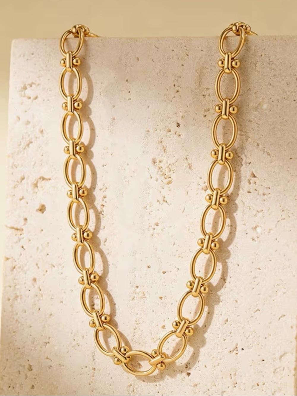 NEW 18K Gold Plated Statement Adjustable Thick Link Necklace - Picture 4 of 5